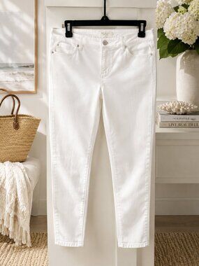 Talbots White Ankle Jeans Coastal Grandmother Quiet Luxury 8P